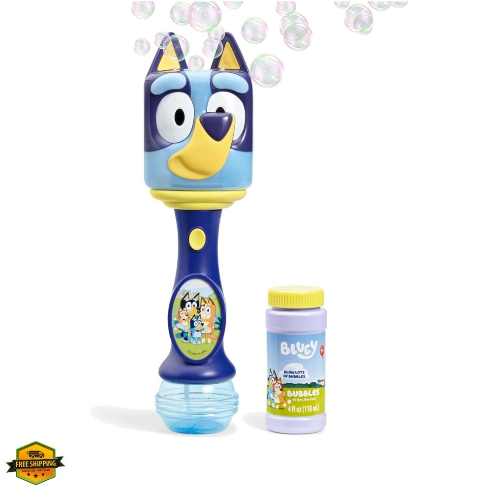 BLUEY Light and Sound Musical Bubble Wand, Includes Bubble Solution