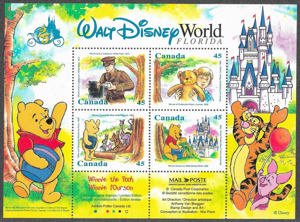 CANADA UNITRADE 1621b WINNIE THE POOH MINI SHEET