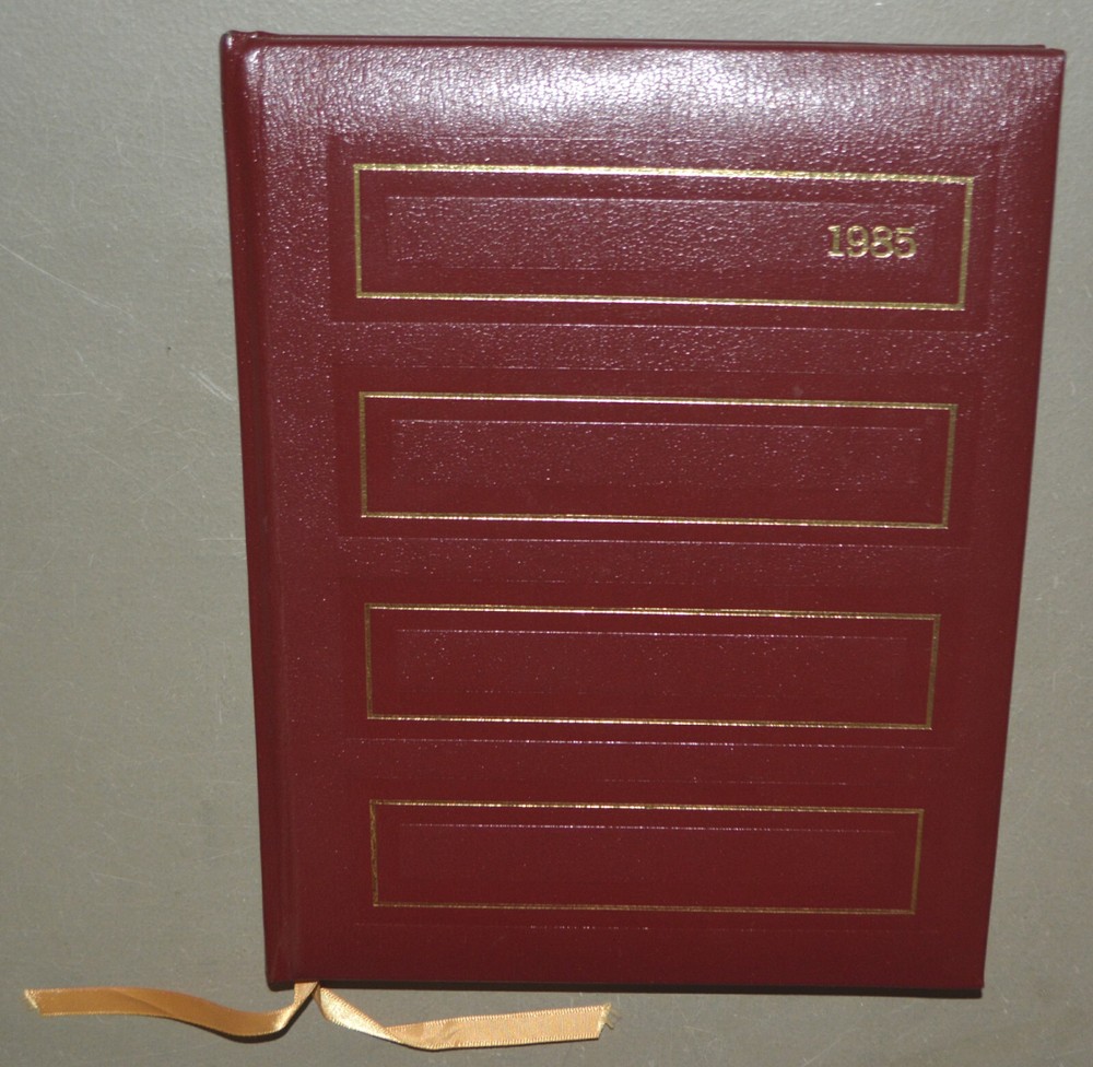 1985 Planning Calendar book - leather bound - unused