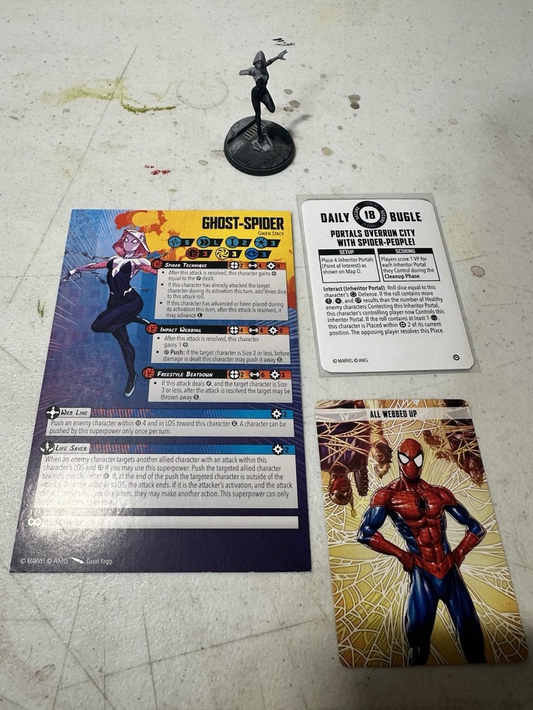 GHOST-SPIDER Marvel Crisis Protocol Painted With cards