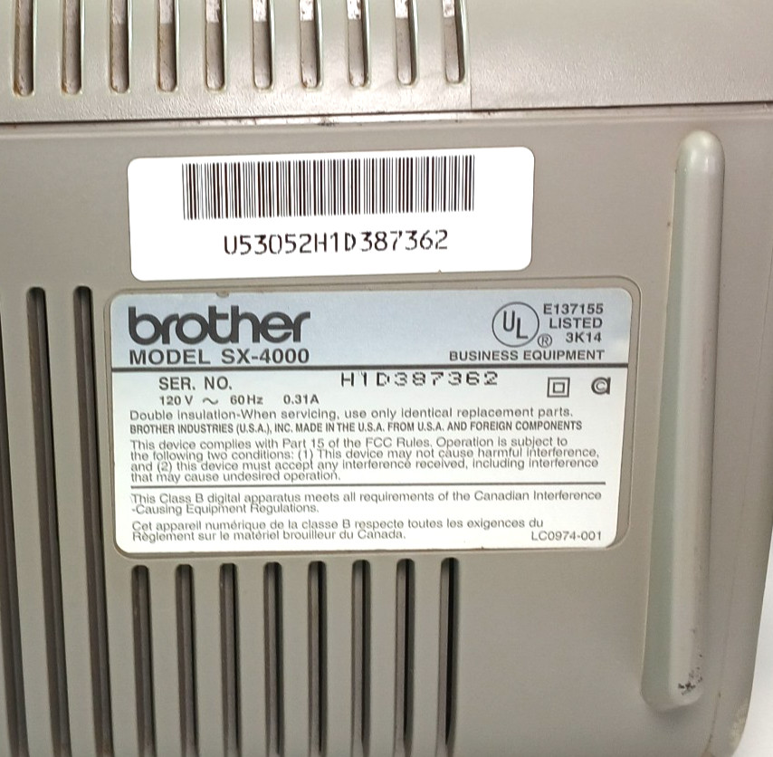 Brother SX-4000 Electronic Typewriter w/ LCD Display - No Cover - Tested