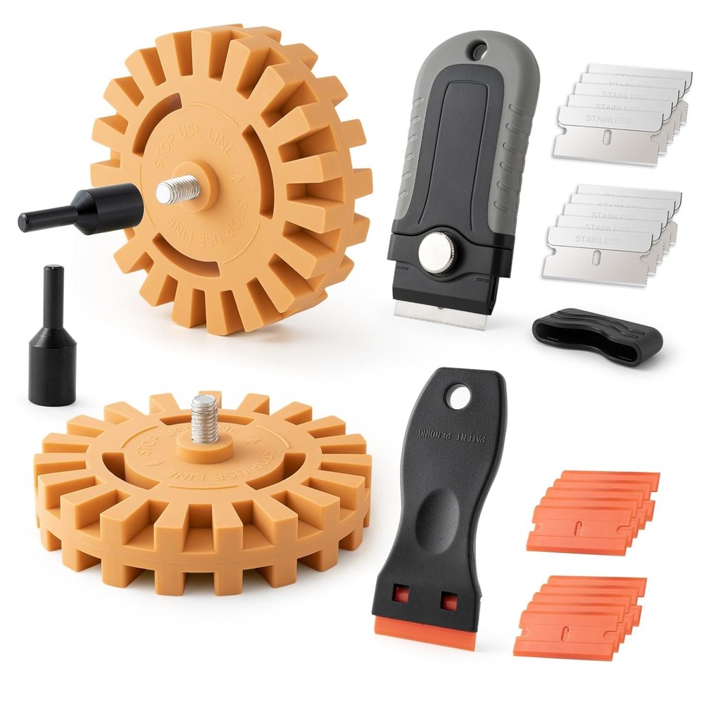Gomake Decal Remover Eraser Wheel Tool Kit with Drill 2 Pack Slotted, Mix