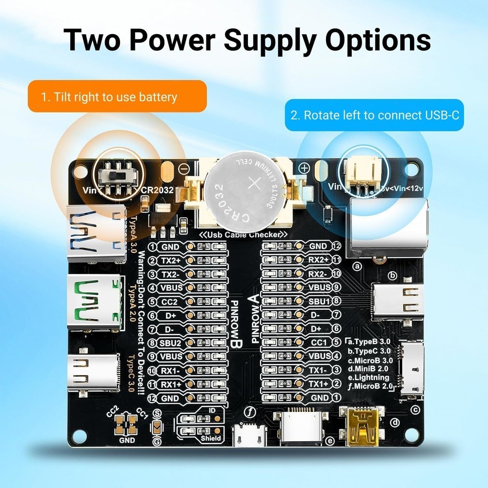 6 in 1 USB Cable Tester Board Charging & Data Cable OTG Checker for Type C Micro