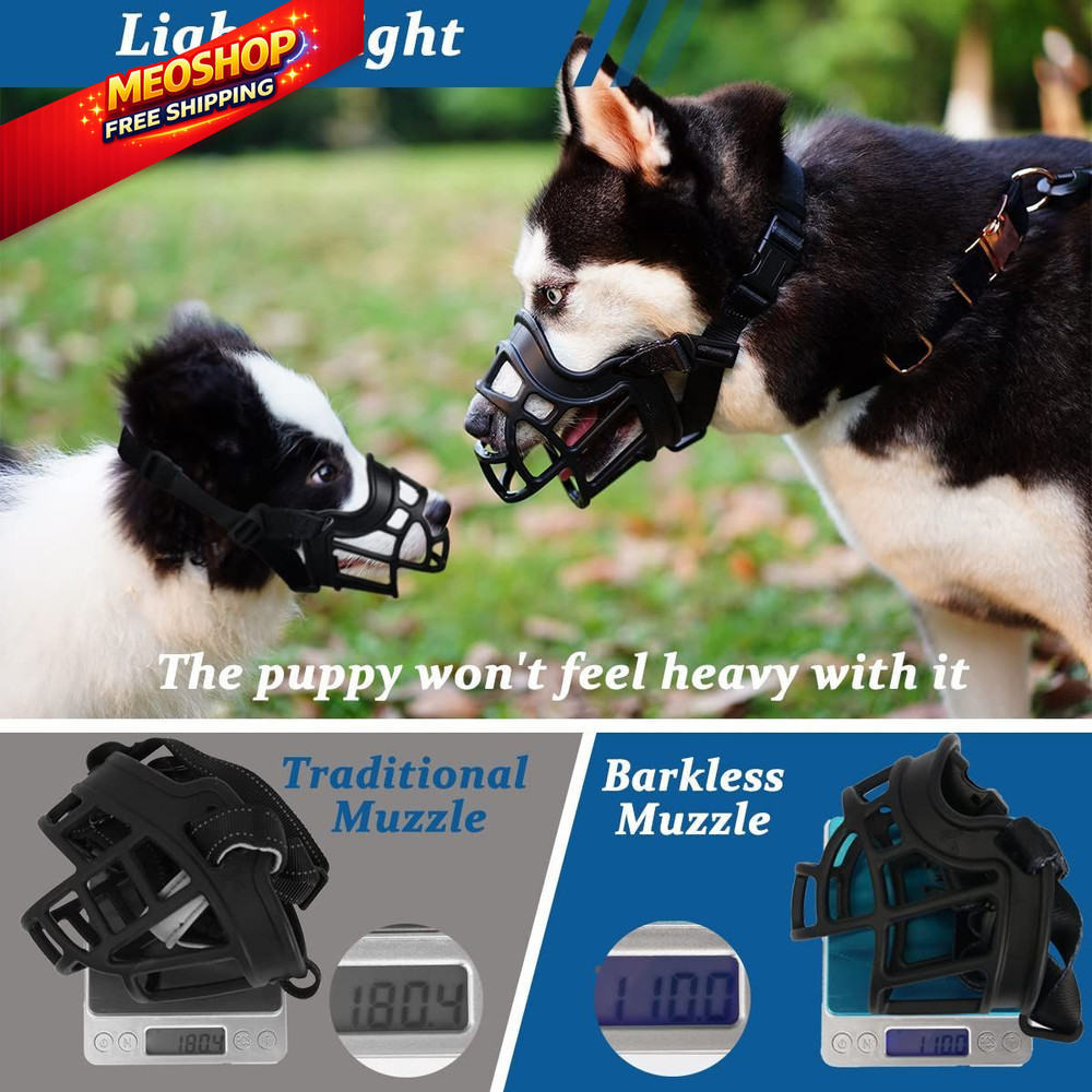 BARKLESS Dog Muzzle, Basket Muzzle Anti Biting 1 (Snout 6¼-7½"), Black