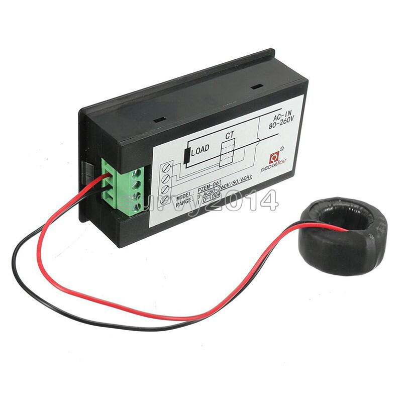 LCD AC 80-260V 0-100A Digital Voltage Volt Current Meter Panel Power Energy
