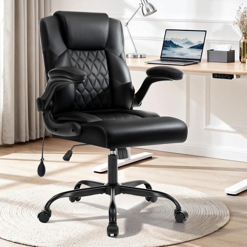 Office Chair with Adjustable Inflatable Lumbar Support,Leather Ergonomic Comput