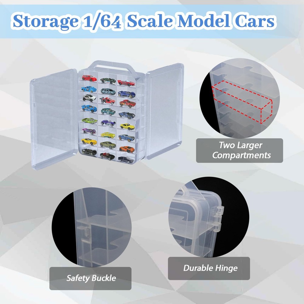 Double Sided Storage Case for Hot Wheels Storage with Carrying Handle, Portable