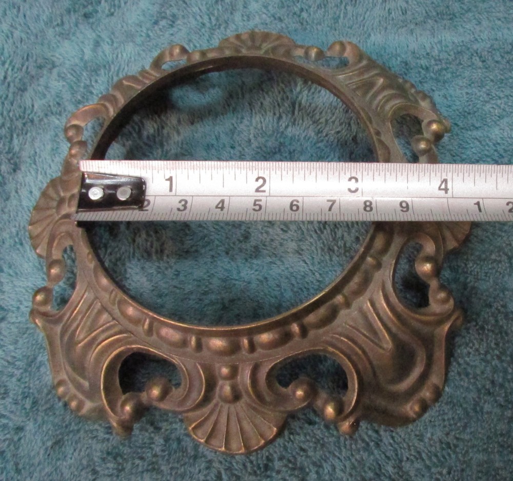 6⅝" Round Ornate Victorian or Rococo Style BRASS LAMP BASE w Scrollwork & Shell