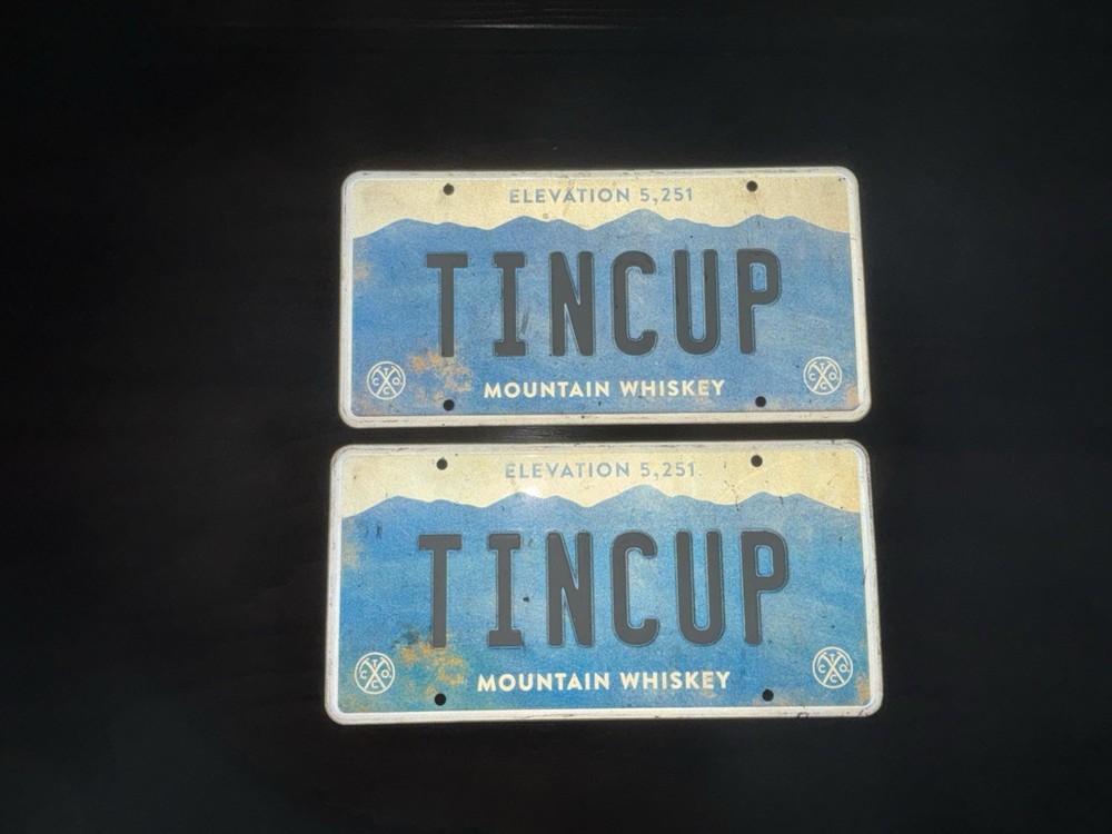 Tin Cup Mountain Whiskey License Plate Metal