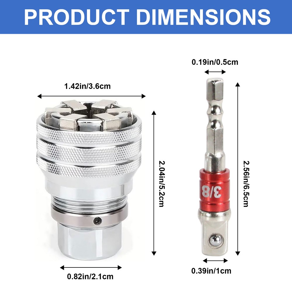 Wrench Torque Ratchet Adapter Universal Sleeve Adjustable Head Spanner Socket