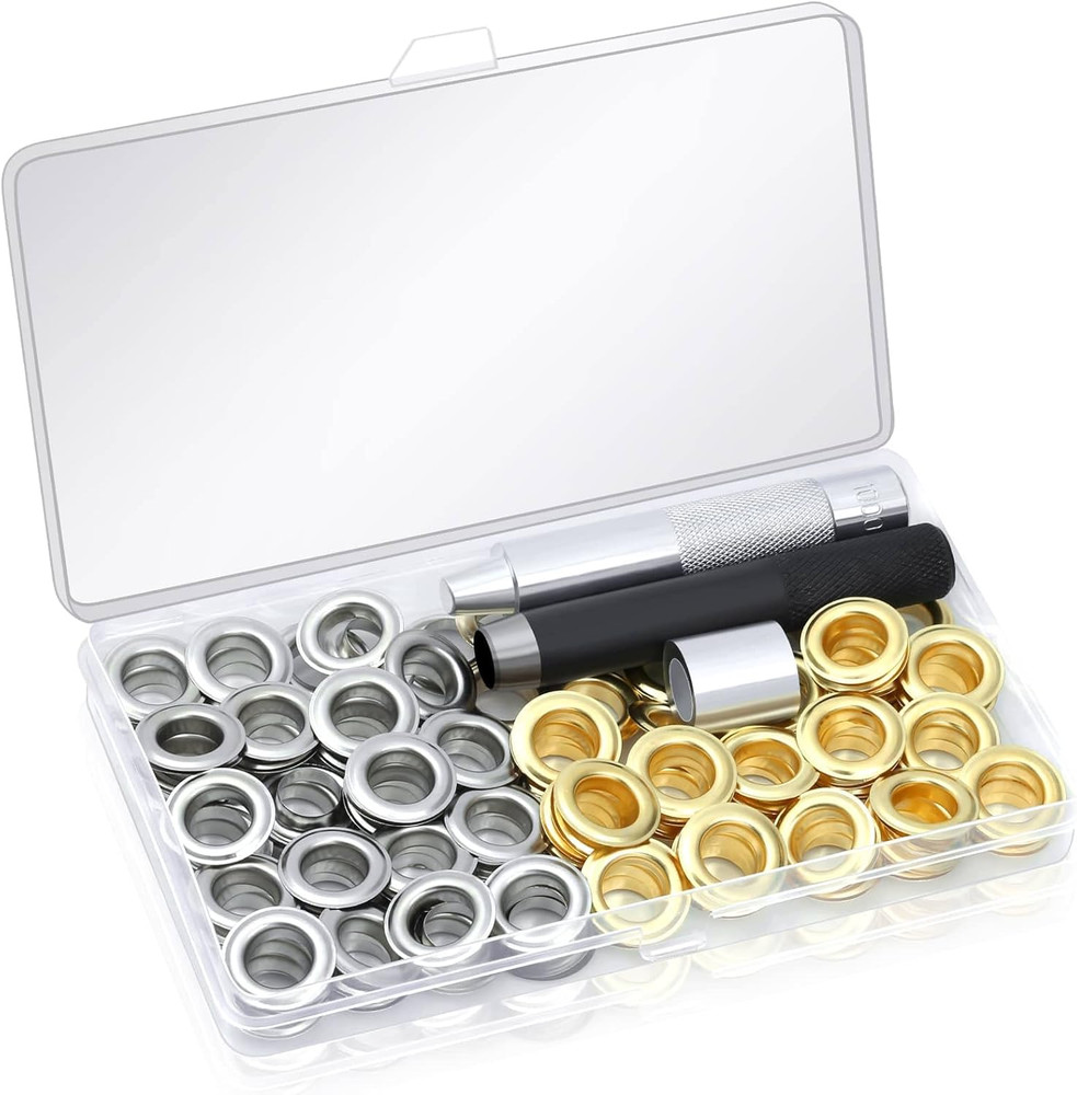 120 Sets Grommet Tool Kit 1/2 Inch, Grommet Eyelets Kit with Setting Tools and