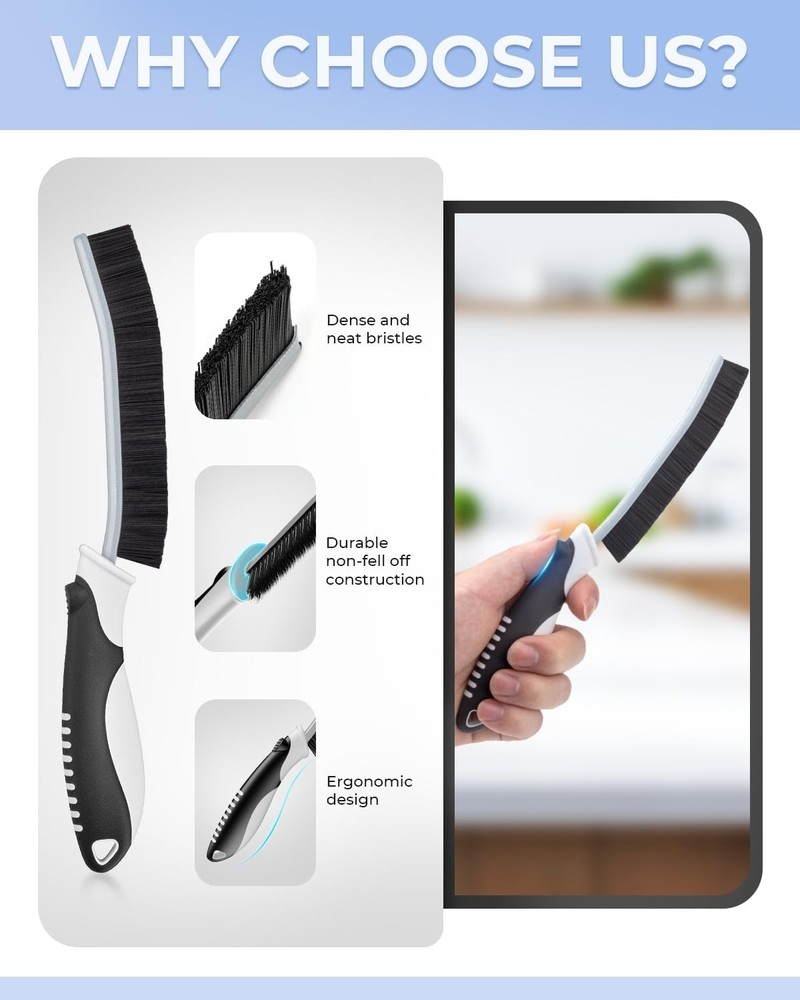 Scrub Brush Set 3 Pack, Small Space Cleaning Tools for Kitchen Bathroom
