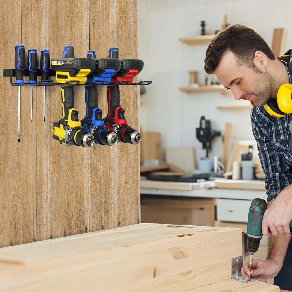 Cordless Drill Wall Mount Organizer, Heavy-Duty Tool Storage Rack