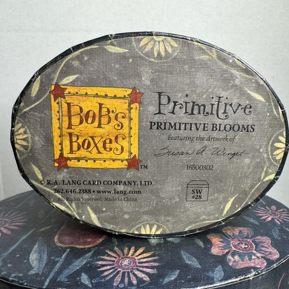 Bob’s Boxes 2 Stacking LANG Folk Art PRIMITIVE BLOOMS Box Susan A. Winget Oval