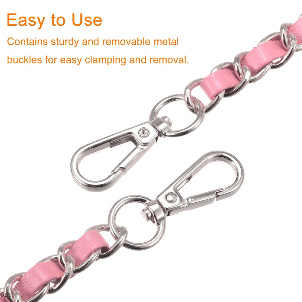 Purse Chain Strap, 47" Purse Strap Shoulder Bag Replacement Strap(Pink+Silver)