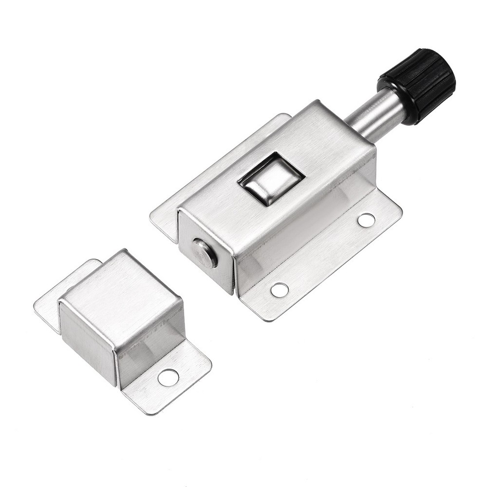 Door Barrel Bolt, Stainless Steel Security Push Button Spring Loaded Latch 2 Pcs