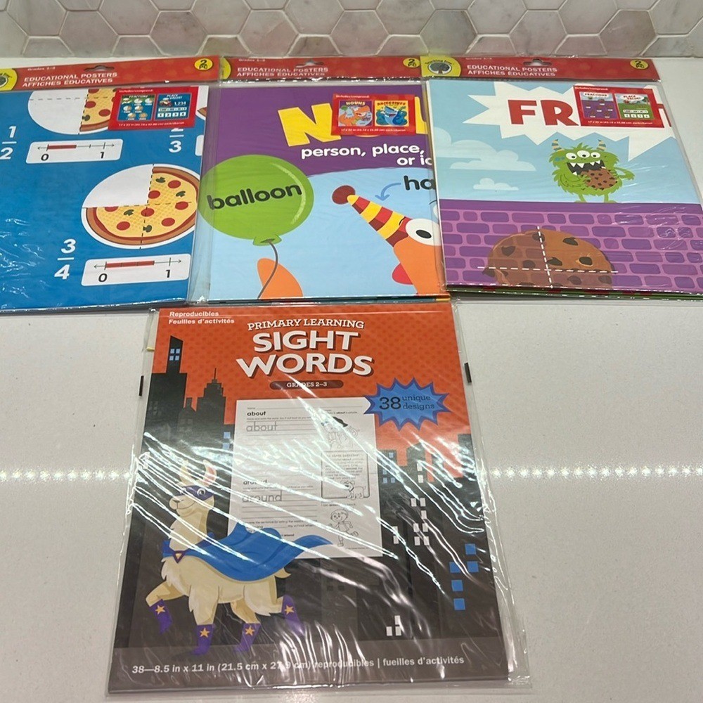 NEW Educational, posters for math, language arts, & sight words- grades 1-3