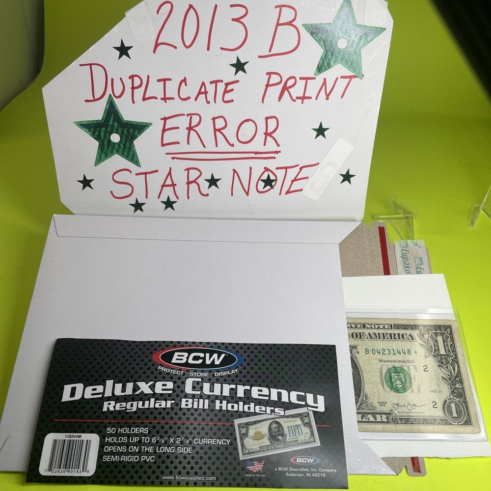 2013 B Duplicate Print ⭐️ STAR NOTE $1 Serial B05394385* Over Inked ERROR ON 3