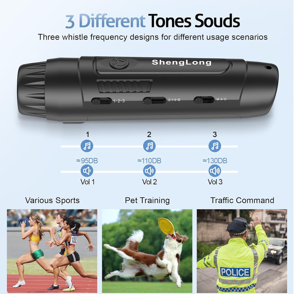 Electronic Whistle with 3 Tones & 3 High Volume Settings - Battery Powered Emerg