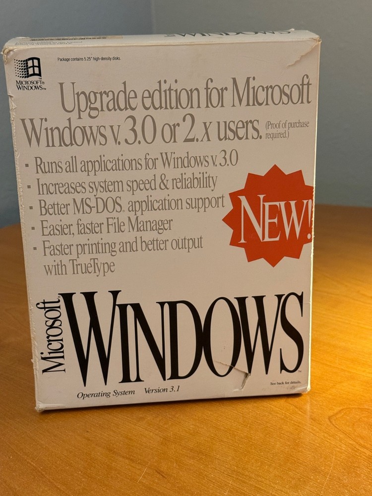 Vintage Microsoft Windows Version 3.1 Upgrade Edition Windows 3.0 Or 2.X  PC DOS