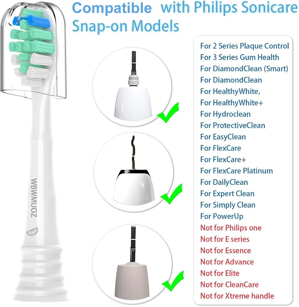Toothbrush Replacement Heads Compatible with Philips Sonicare, 8 Pack