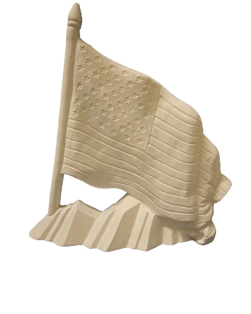 American Flag 9" Ceramic Bisque, Ready to Paint
