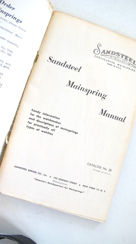 Sandsteel MAINSPRING MANUAL Catalog