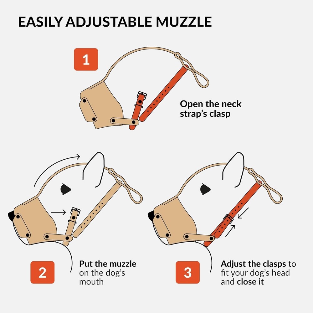 Adjustable Leather Dog Muzzle for Training – Anti-Bark for Pit Bulls & Staffies