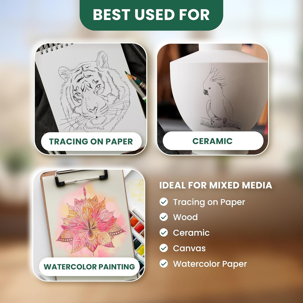 Graphite Transfer Paper - 20 Wax-Free, Erasable Black Sheets