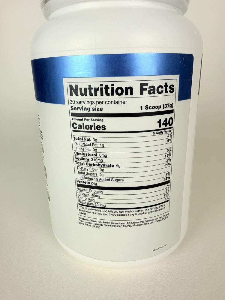 Transparent Labs Organic Vegan Plant-Based Protein Isolate Chocolate