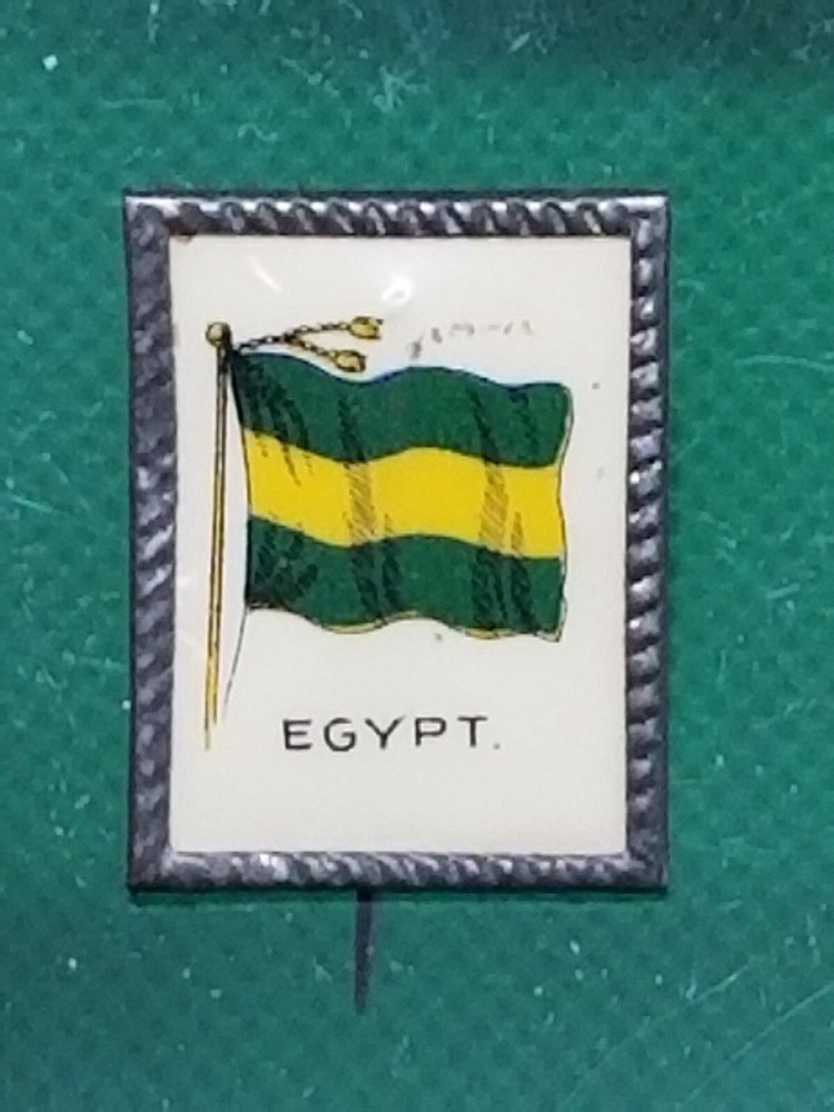 🔥RARE 1890s Drinkwares Java Coffee☕ EGYPT Flag Pinback Button Pin - VERY NICE!