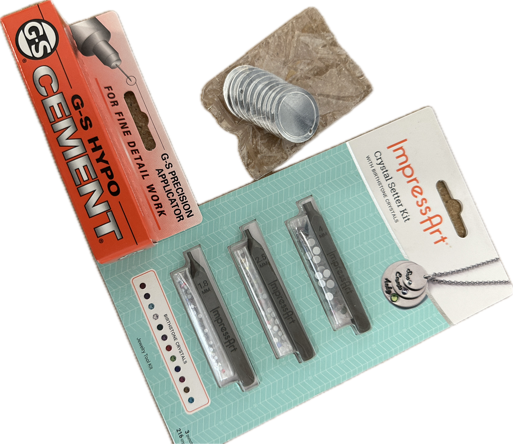 ImpressArt Crystal Setter Kit Metal Punches & Crystals AND Tags plus Cement