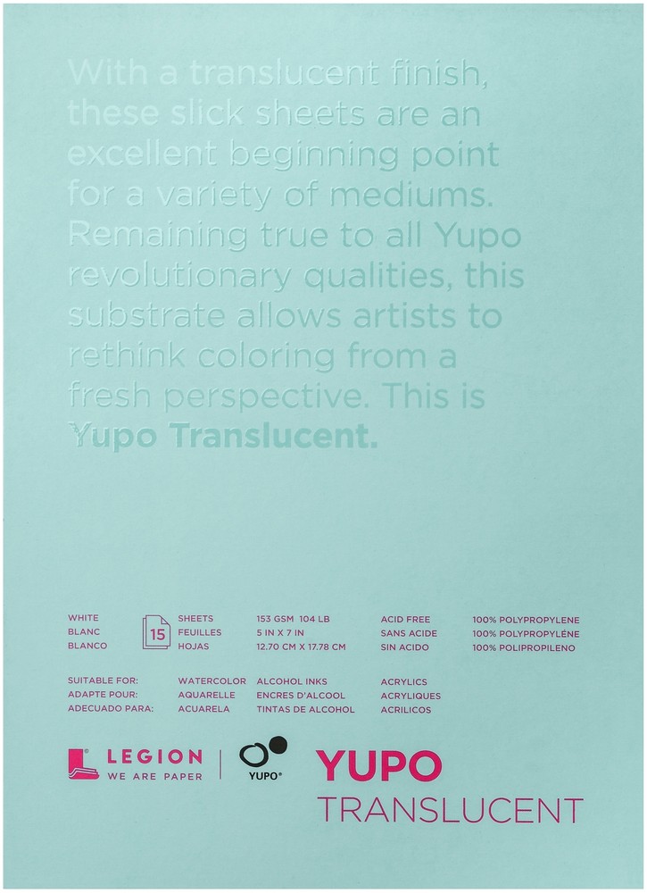 Yupo Paper 5"X7" 15 Sheets/Pkg Translucent 104lb