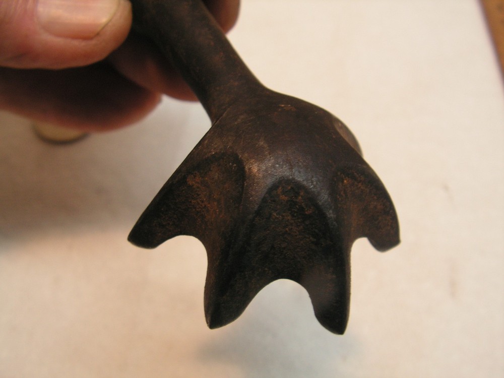 Vintage Antique Wrought Iron Fireplace Fire Pit Tool replacement ends paws, Coal