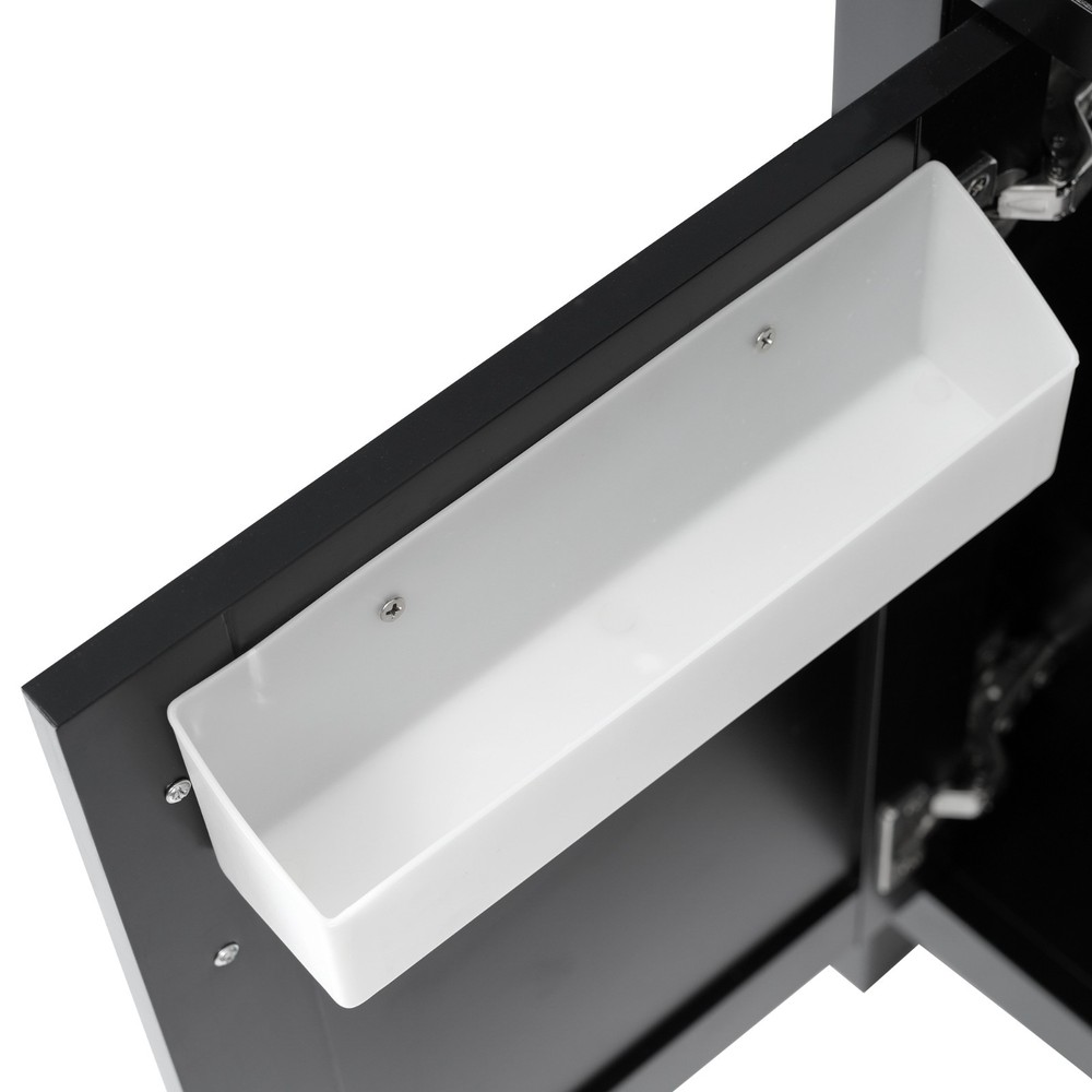 30-Inch Black Bathroom Vanity with Ceramic Sink and Ample Storage