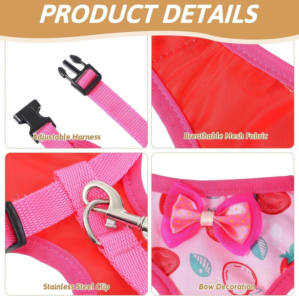 2 Pcs Adjustable Chicken Harness & Leash Set Comfortable Chicken Vest Elastic