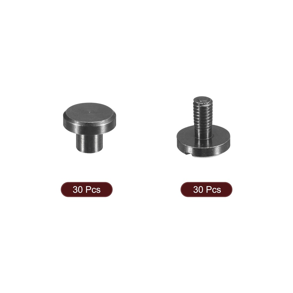 30Pack Brass Chicago Screws, 3x8mm Post Nail Stud Rivets for Craft Black