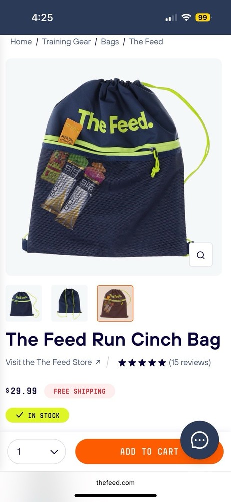 The Feed Drawstring Cinch Bag NEW Run