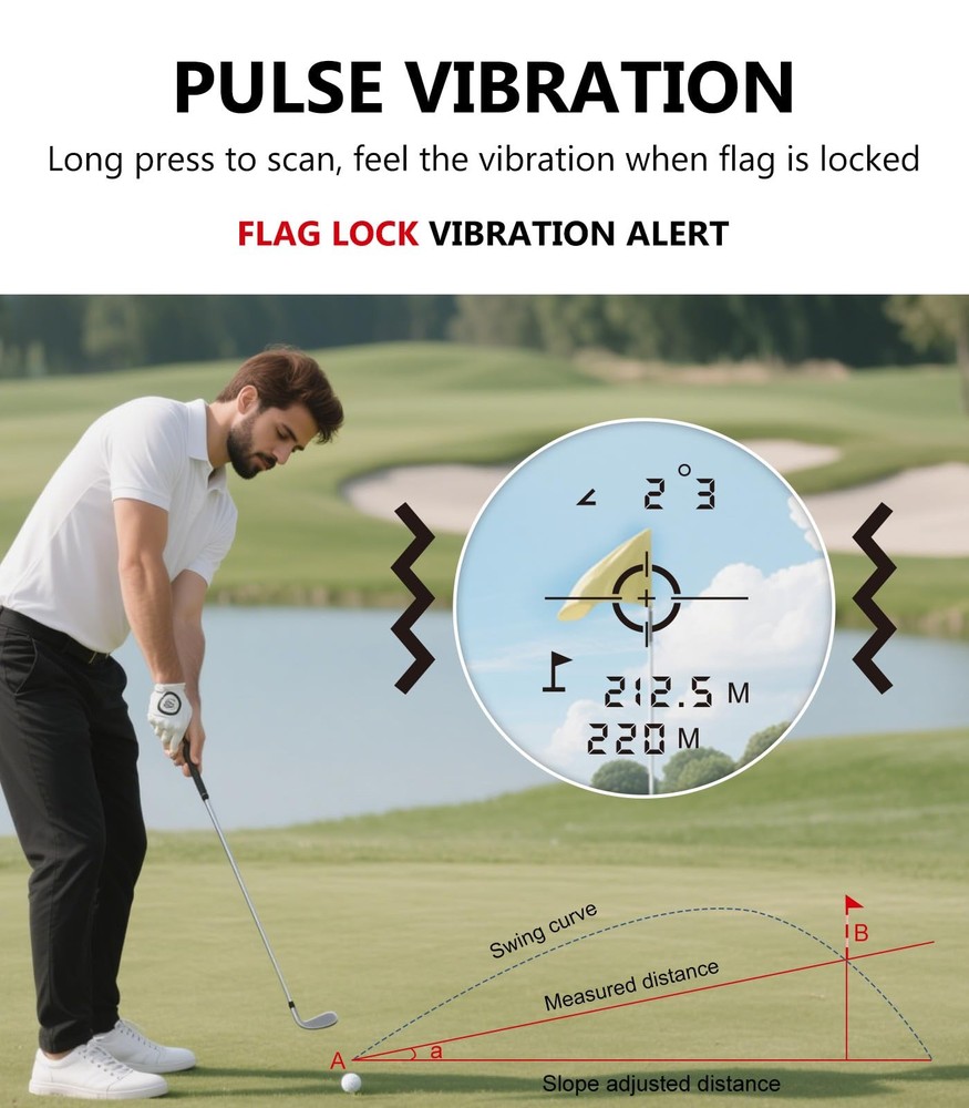 Golf Rangefinder with Slope, 1000 Yard Laser Rangefinder, Flag Lock & White