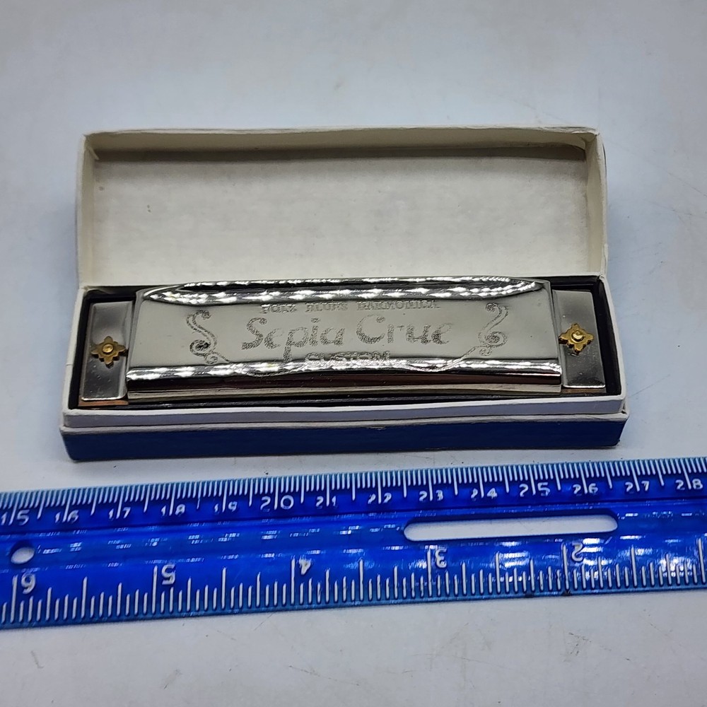 Sepia Crue Folk Blues Custom Harmonica Silver with box