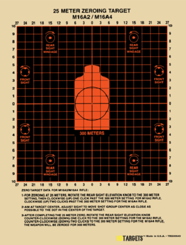 M16A2 -25 meter zeroing target - splatter (10 per pack)