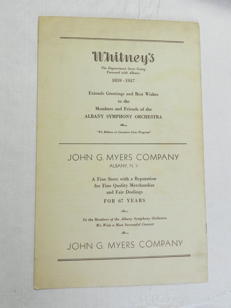 1937 Symphony Orchestra Program SIGNED BY MISCHA LEVITZKI, CLASSICAL PIANIST