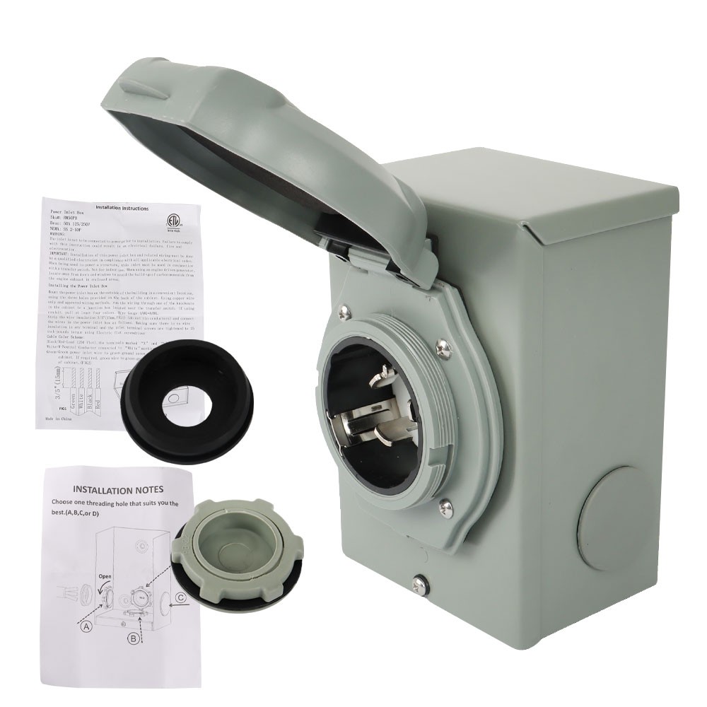 50 Amp Generator Inlet Box NEMA SS2-50P Power Inlet Box for 3Prong 125/250 Volt