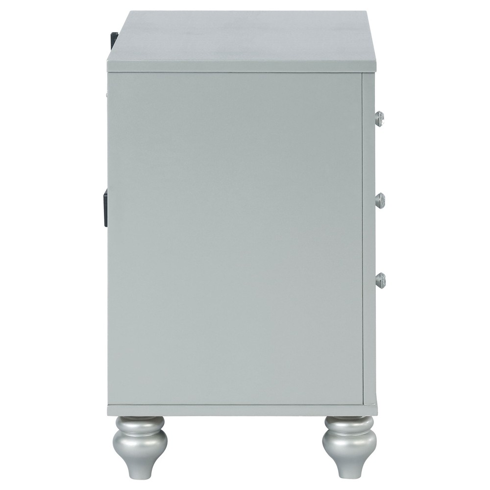 Silver Metallic 2-drawer Nightstand