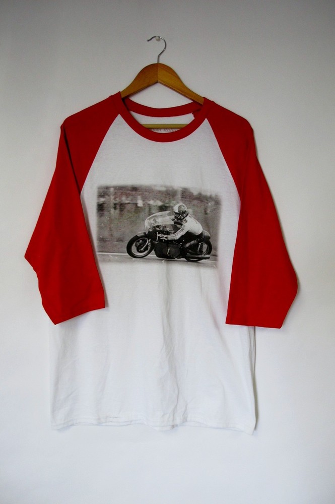 Motorcycle T-Shirt - White / Red - size L