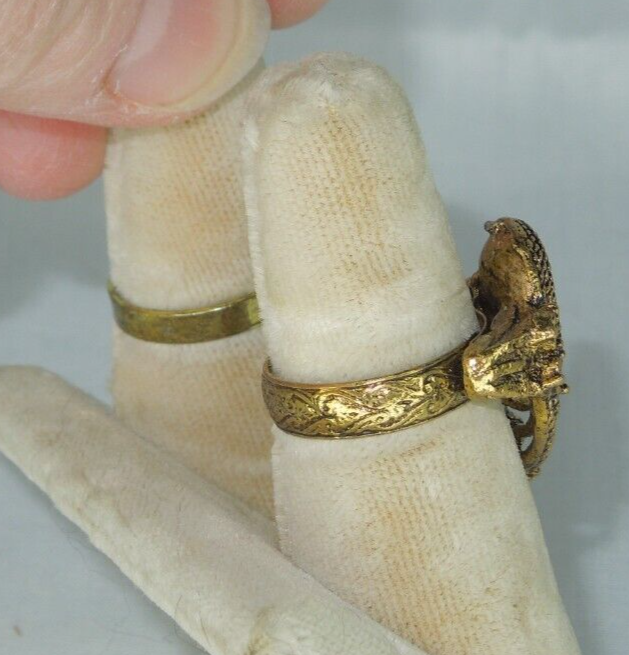 2 Ring Blanks Settings Cabochon Adjustable Antique gold Plated Brass 87V