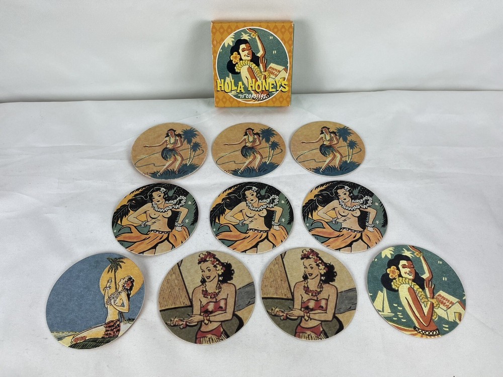 Hula Honeys Coasters Hawaiian Risque Set of 10
