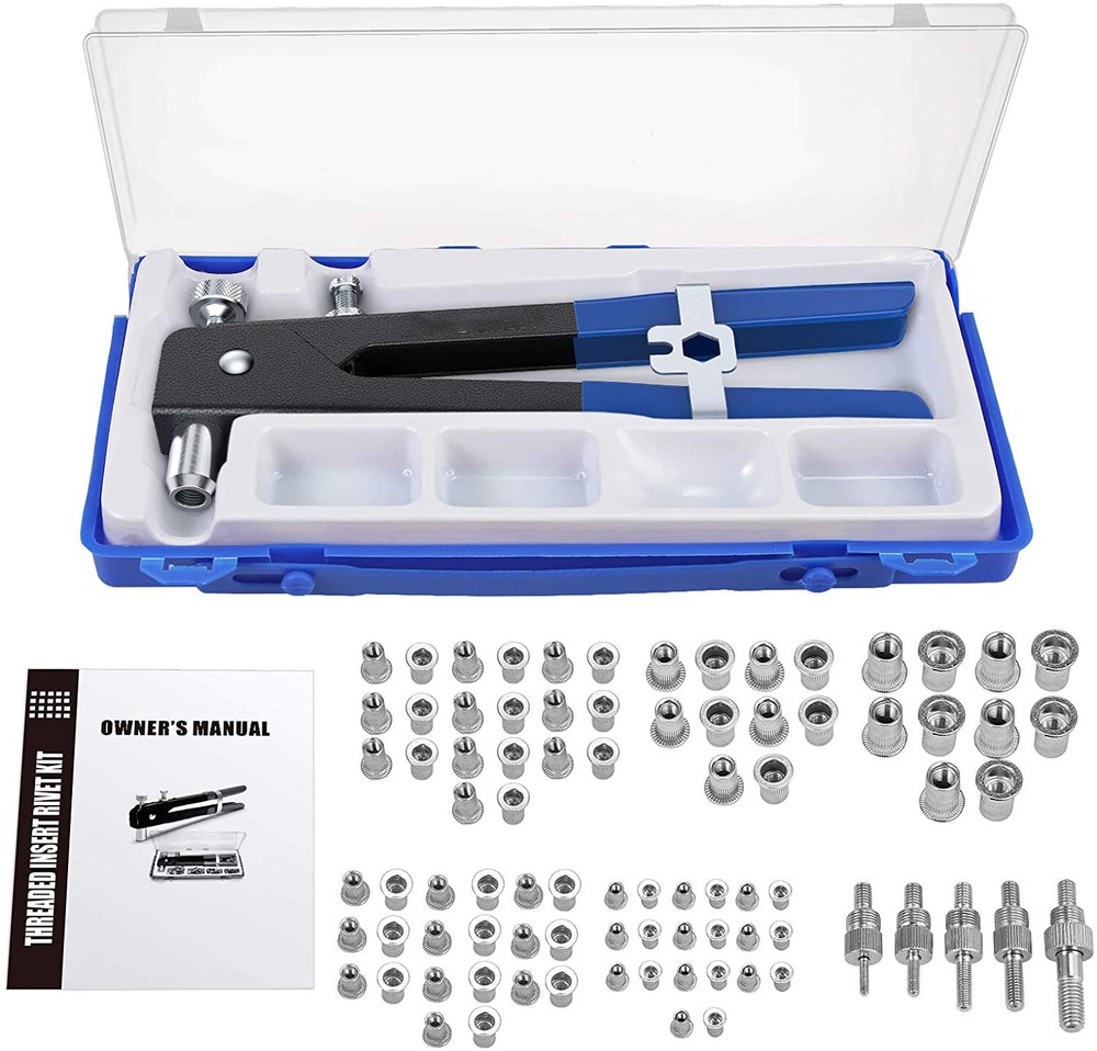 86Pcs Threaded Nut Rivet Gun M3-M8 Insert Tool Riveter Rivnut Nutsert Riveting