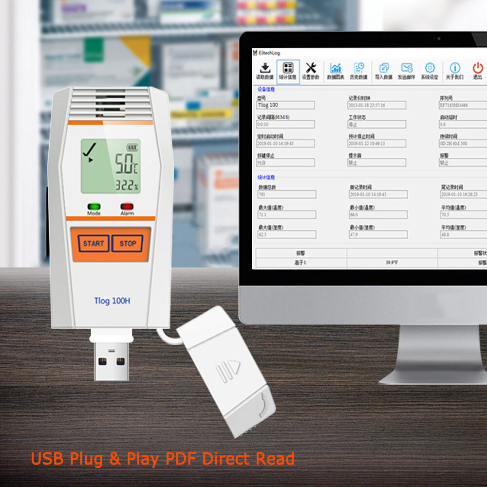 Temperature Logger Fast Auto PDF Report Temperature Measurement Data Logger Tool