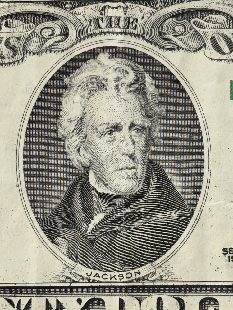1988A $20 Error Note W/extra ink , Ink Bleeds and slightly Off Centered/Miscut